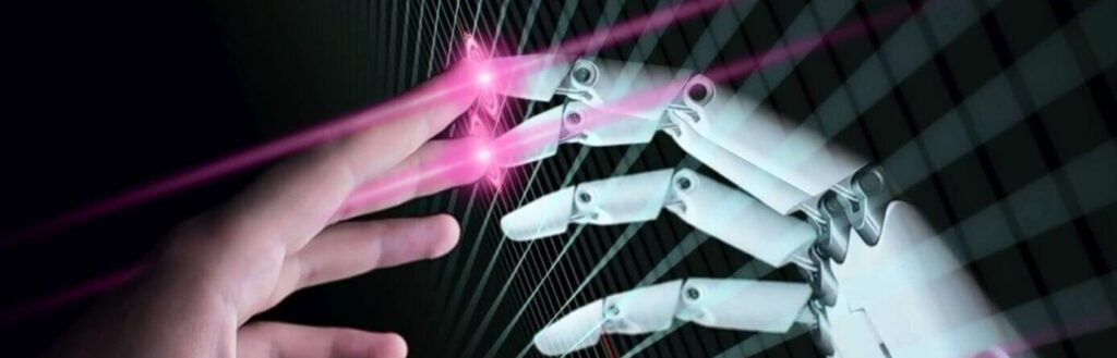 Robot and human hand touching