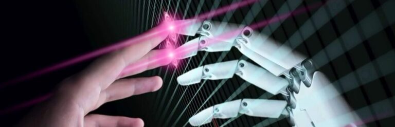 Robot and human hand touching