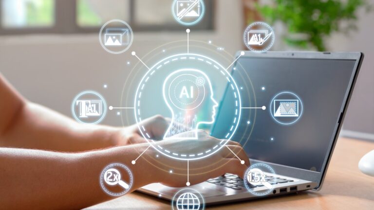 graphic of AI over a computer performing seo optimization tasks
