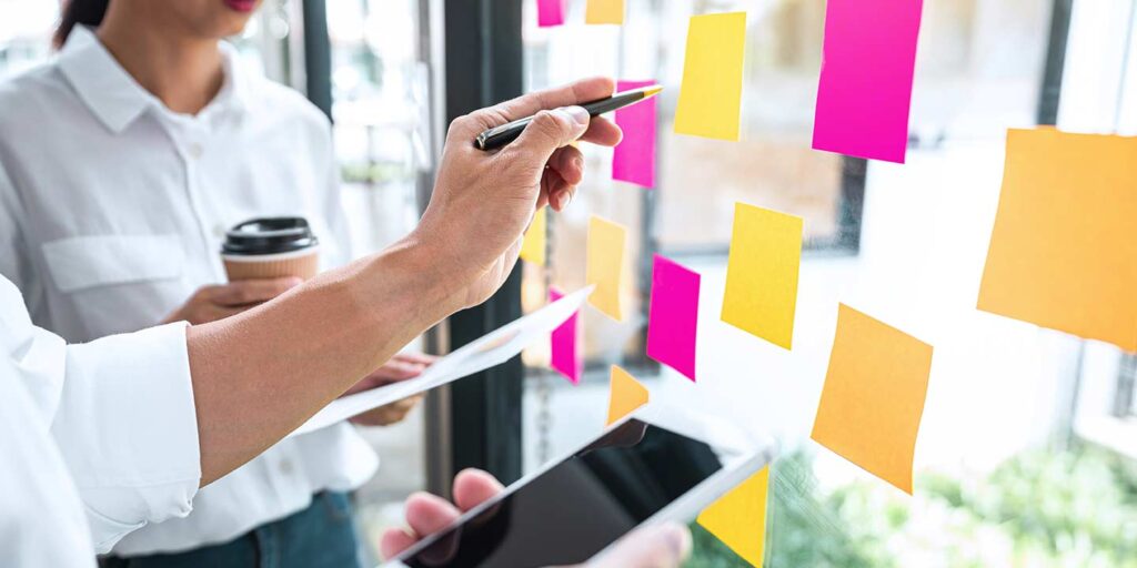 Business team working on strategic marketing plan