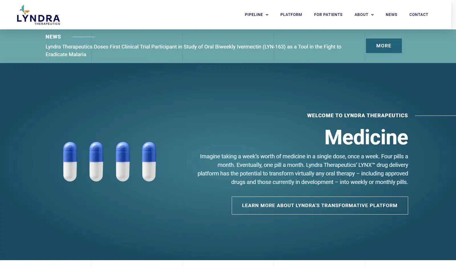 lyndra therapeutics website screenshot