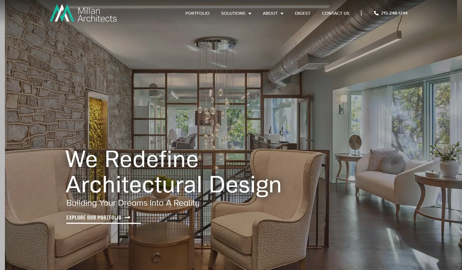 millan architects website homepage screenshot