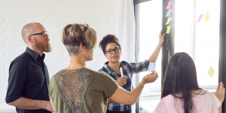 Work team strategically planning for marketing