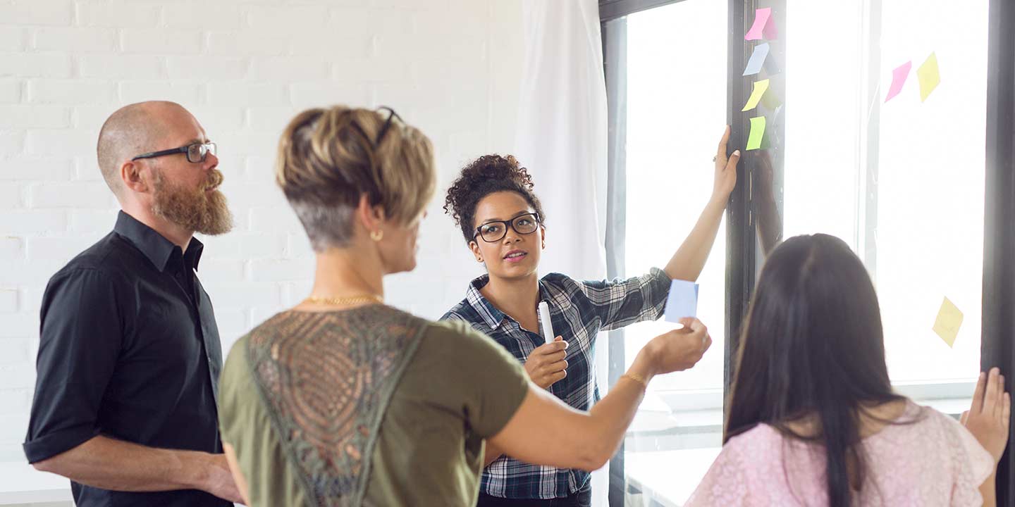 Work team strategically planning for marketing