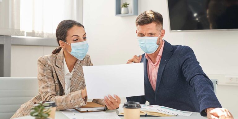 Team having a post pandemic marketing meeting