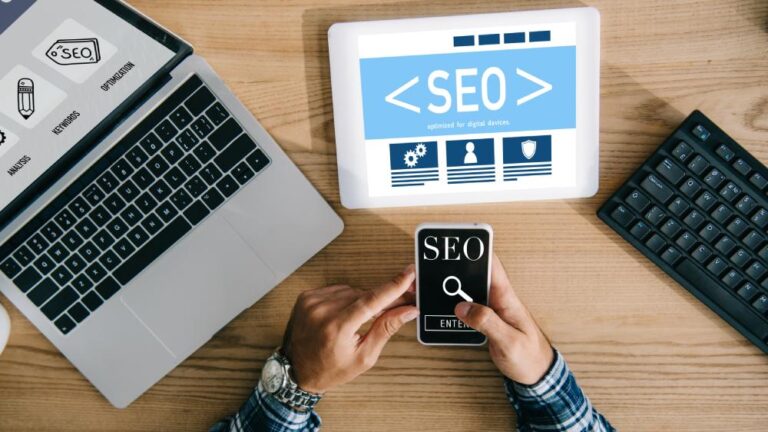 shot of seo manager using digital devices