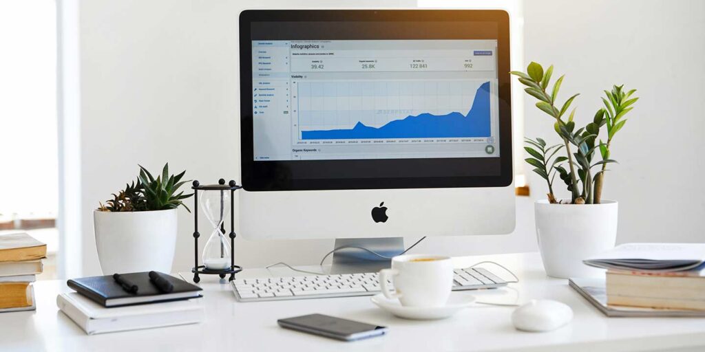 Reviewing social media engagement rate and marketing data