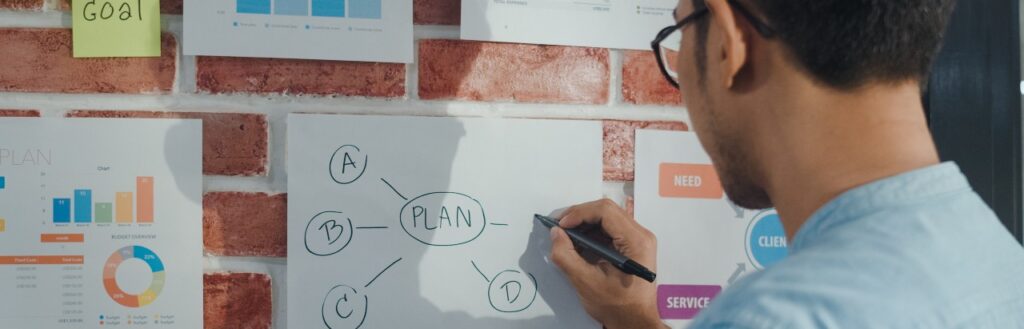 business professional strategizing b2b content plan