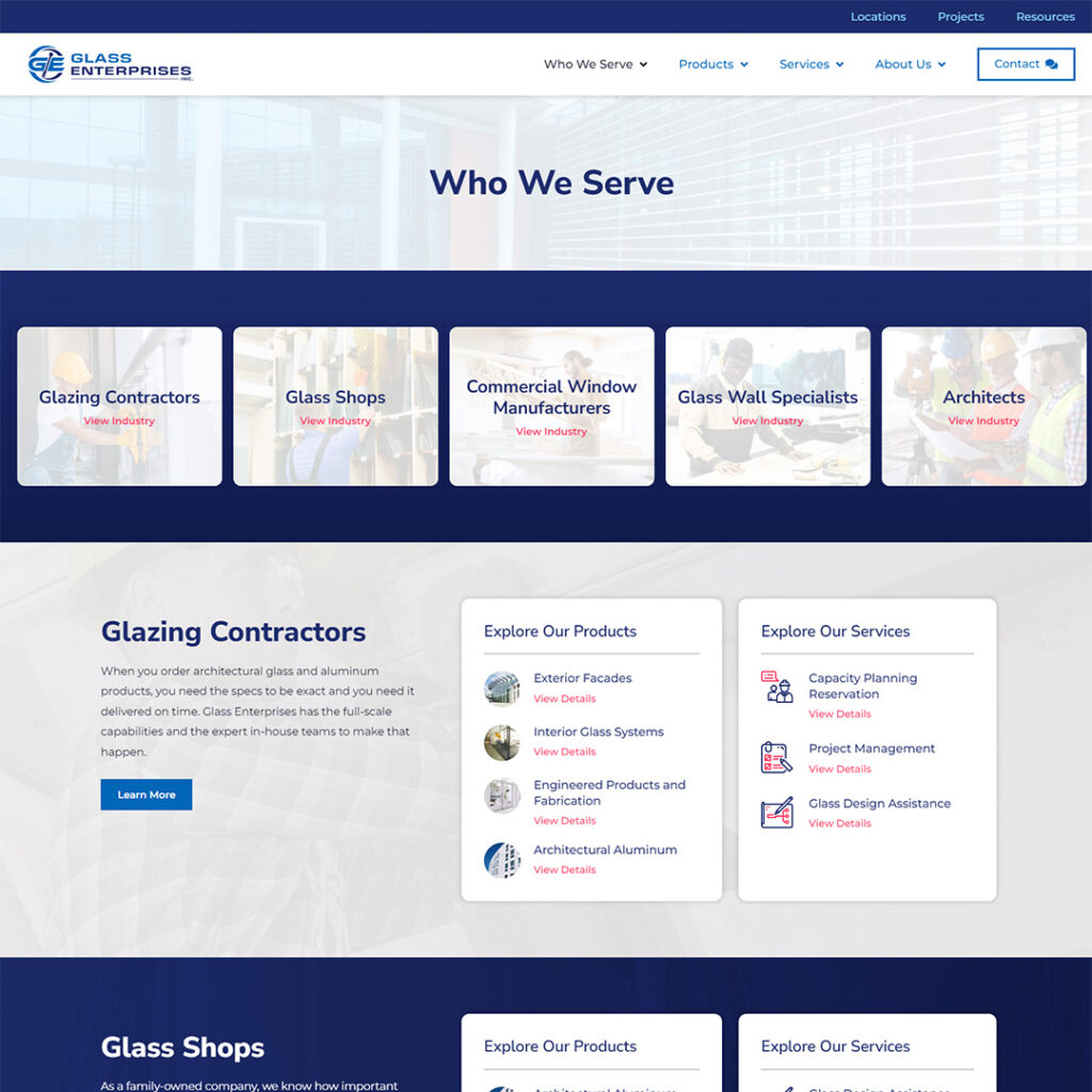 Glass Enterprises website screenshot