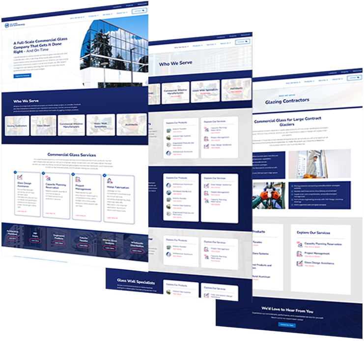 Glass Enterprises website screenshots