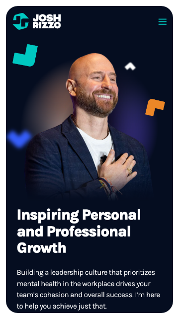 Mobile preview of homepage