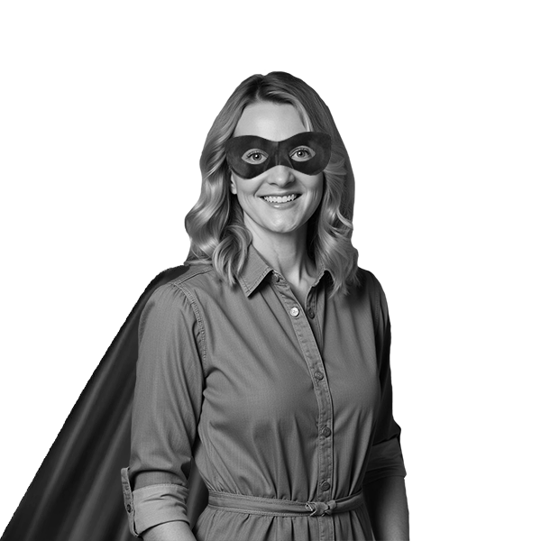 Kristin Walker-O'Neill with superhero mask and cape