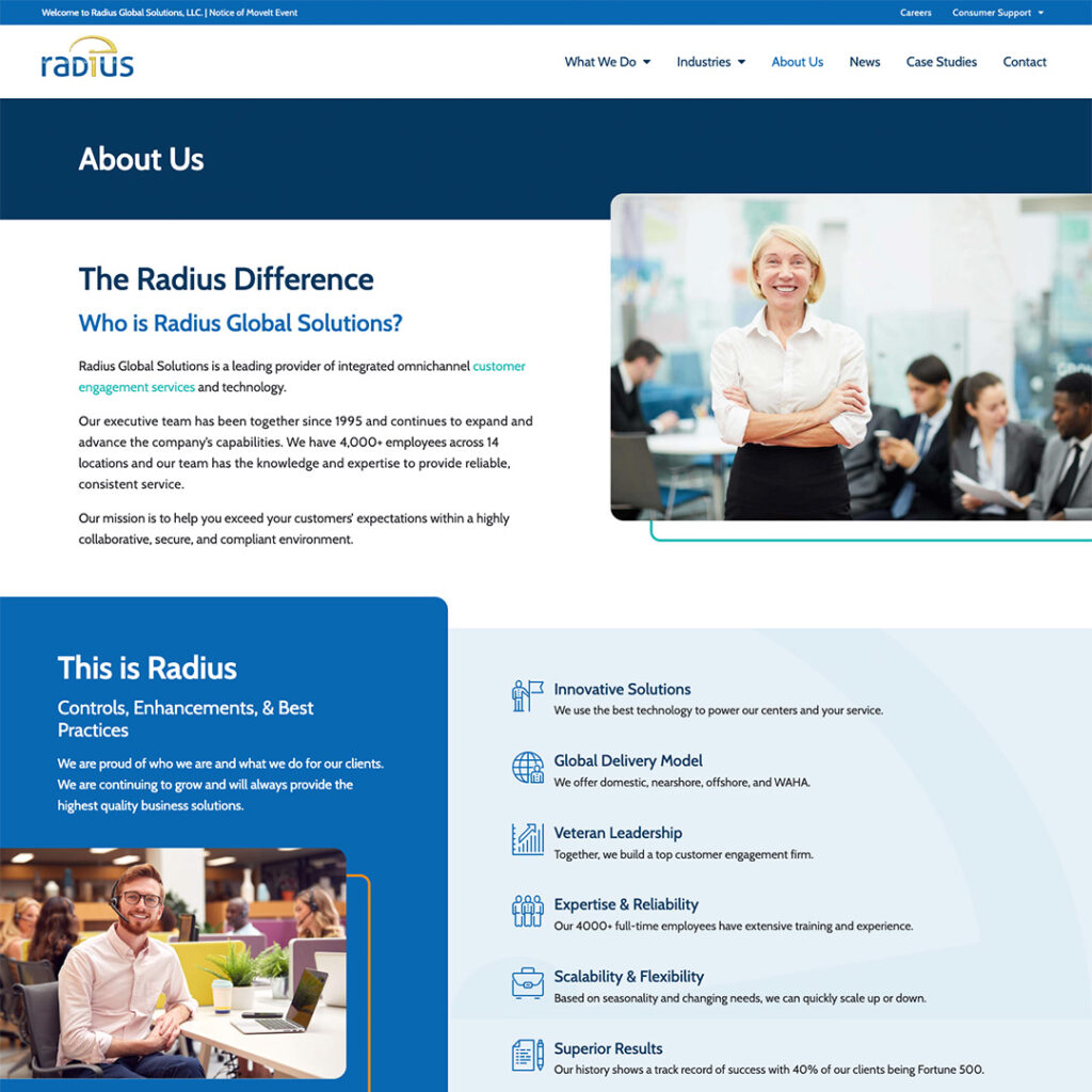 radius website screenshot