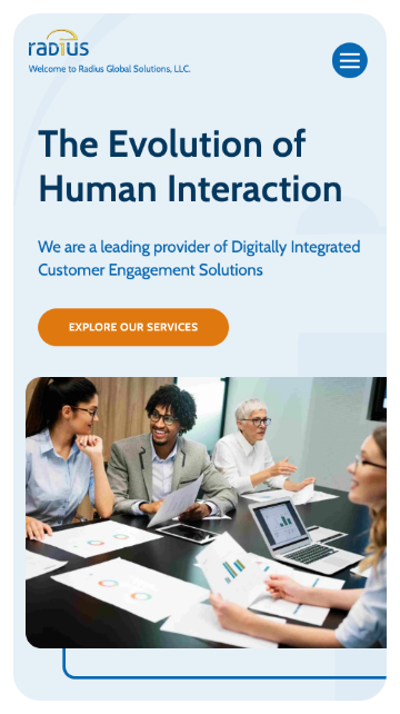 Mobile preview of homepage