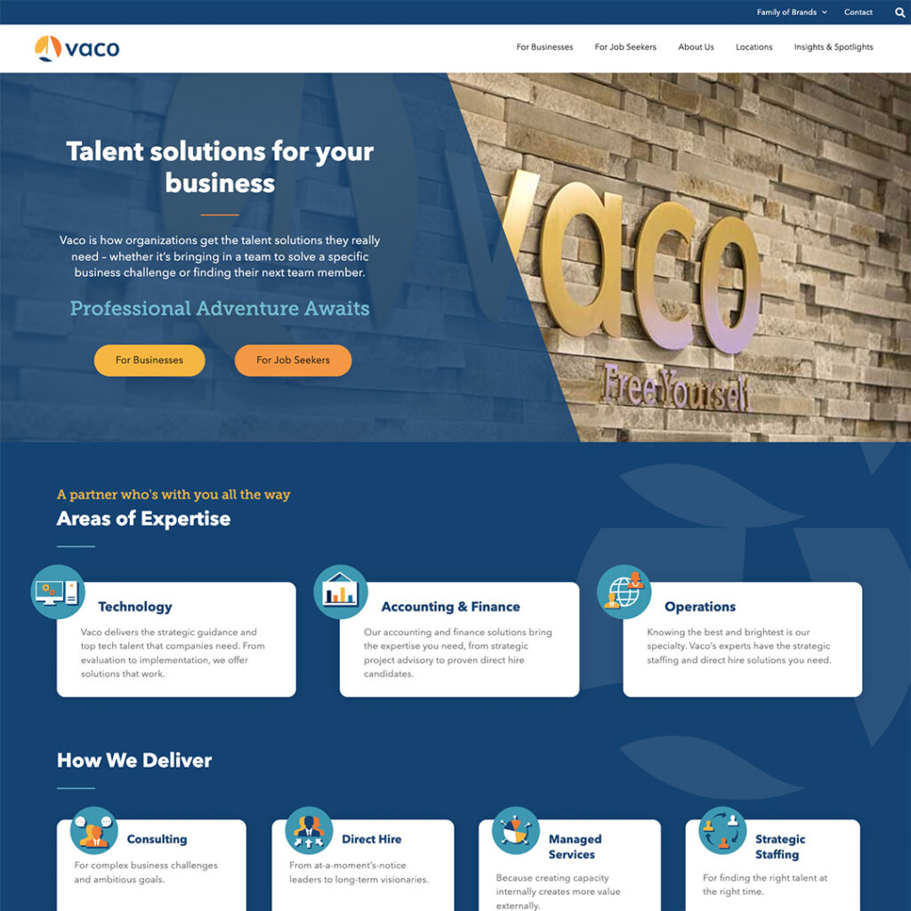 Vaco website screenshot