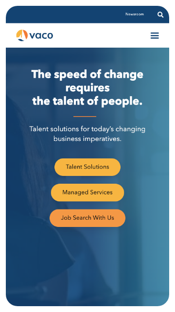Mobile preview of homepage