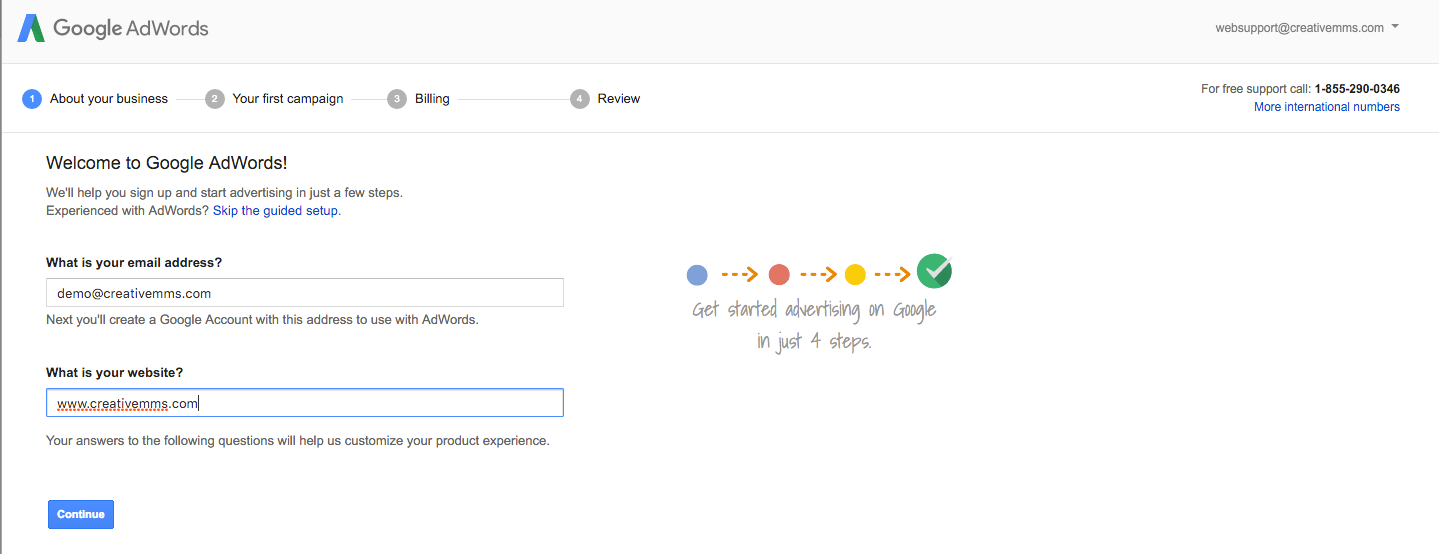 AdWords Create Account