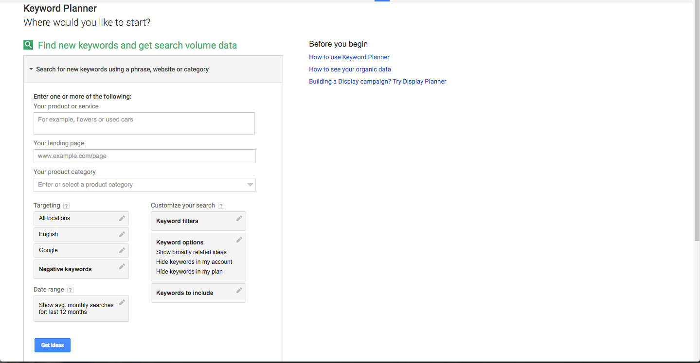 Keyword Planning with Google Adwords
